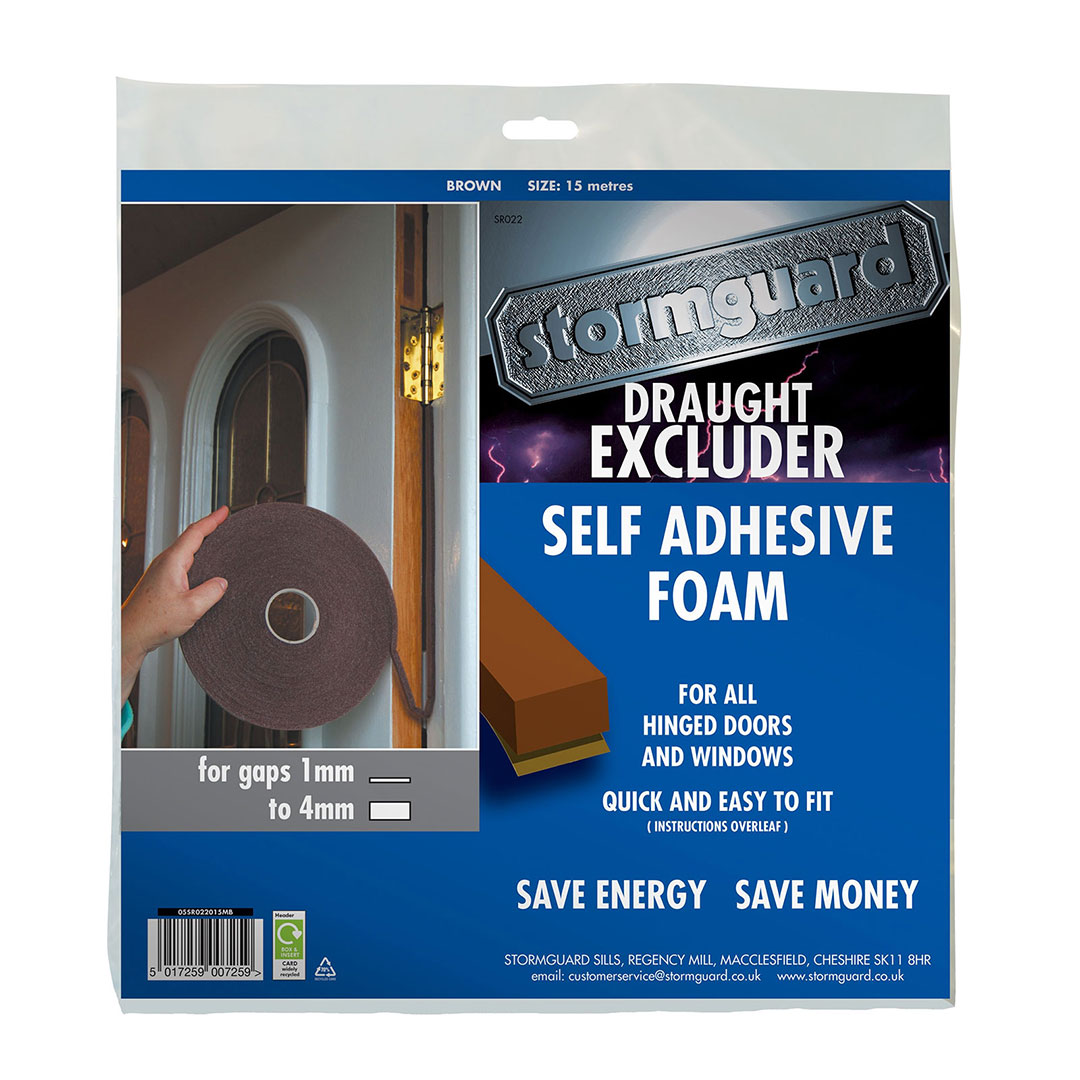 Stormguard Self Adhesive Foam Seals for doors or windows Brown Pack