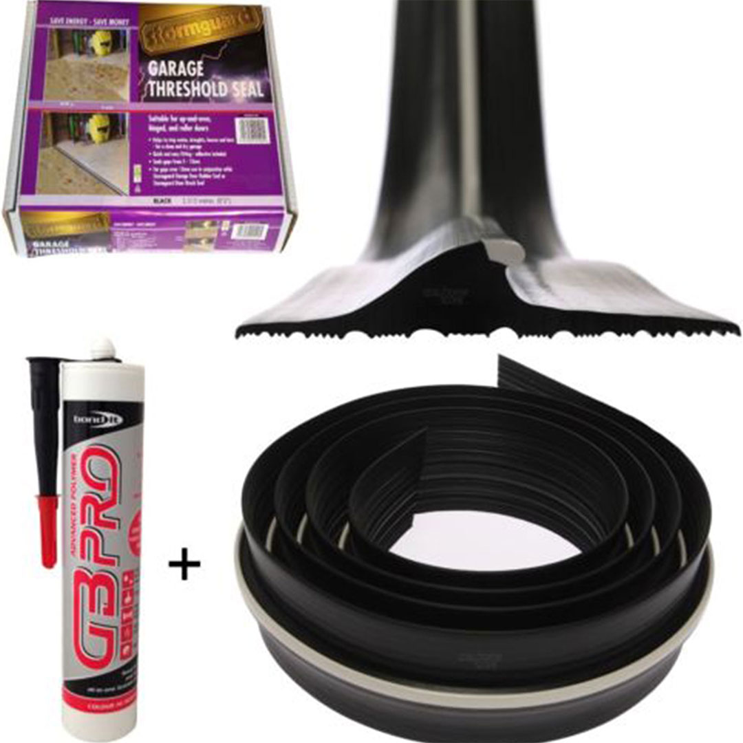 What you get in the Stormguard Garage Door Floor Seal Kit
