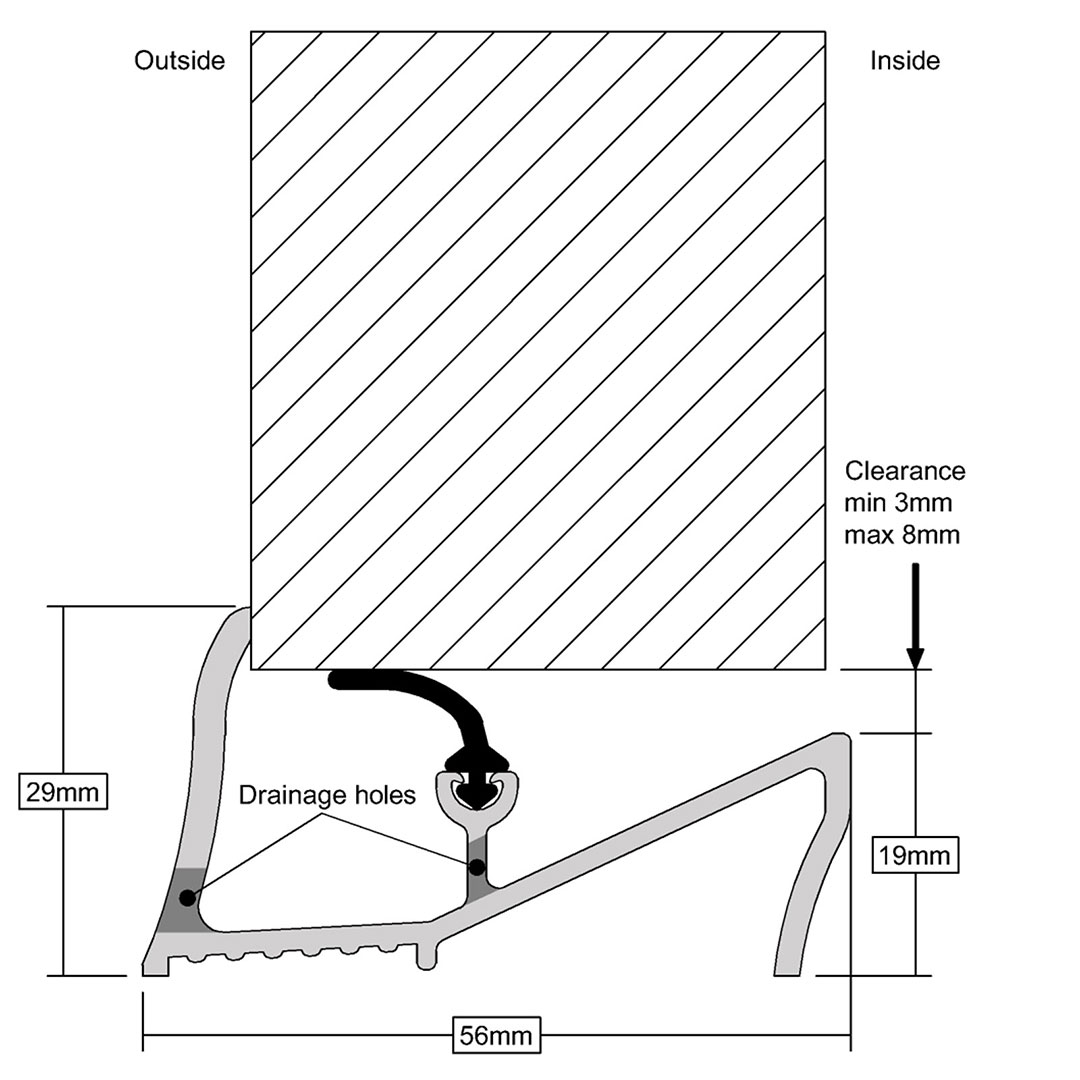Stormguard Lowline Threshold Seal Measurements